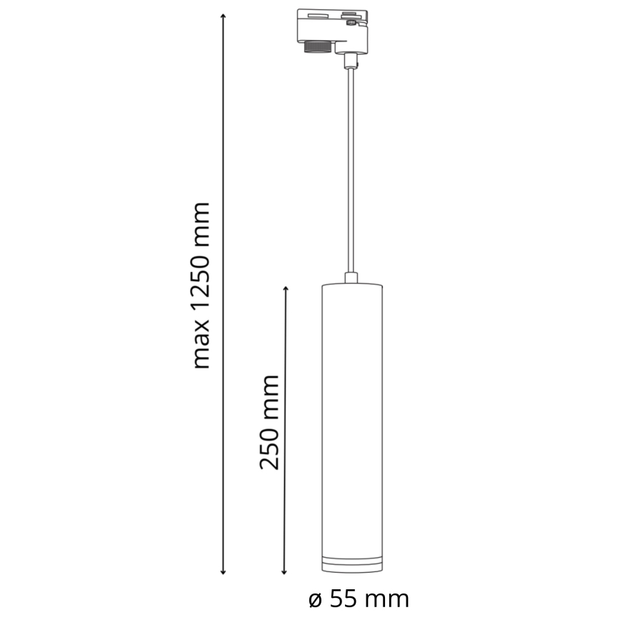 Chandelier on a string for rail system PARIS 3xGU10/10W/230V + 1 m rail system black