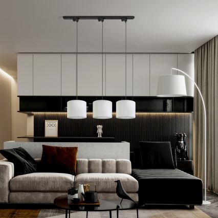 Chandelier on a string for 1-phase rail system TRACER 1xE27/15W/230V d. 20 cm black/white