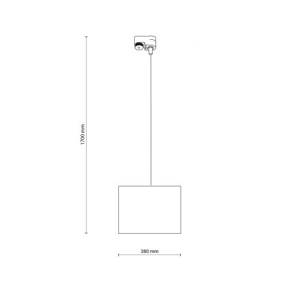 Chandelier on a string for 1-phase rail system TRACER 1xE27/15W/230V d. 38 cm black