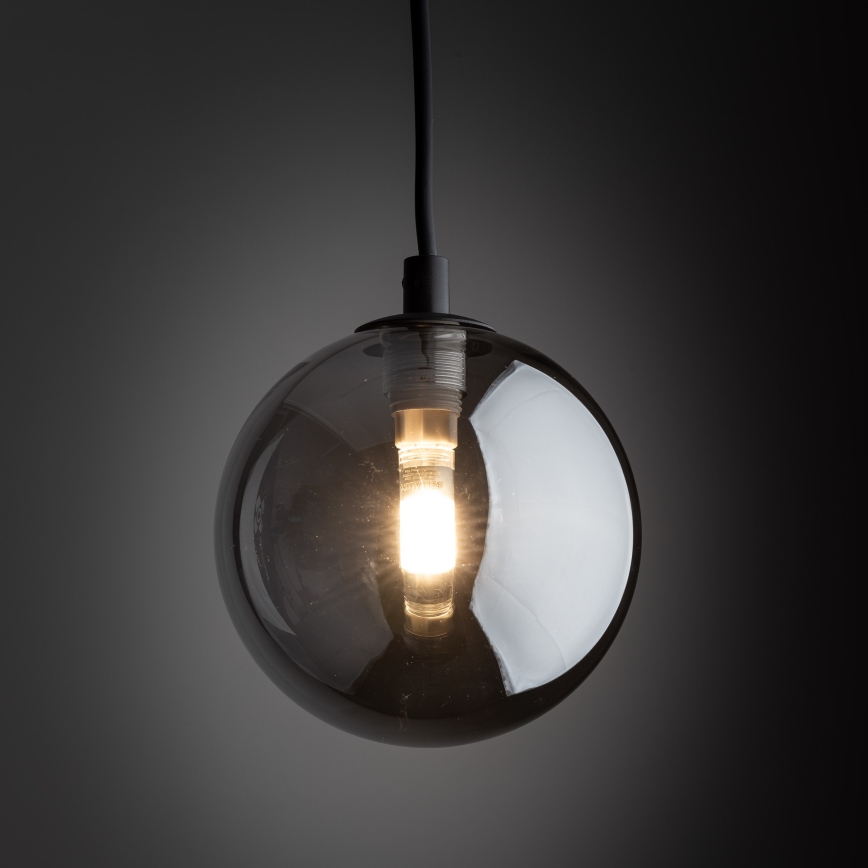 Chandelier on a string for 1-phase rail system TRACER 1xG9/8W/230V black/smoky black