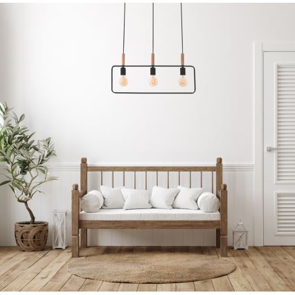 Chandelier on a string FRAME 3xE27/60W/230V black