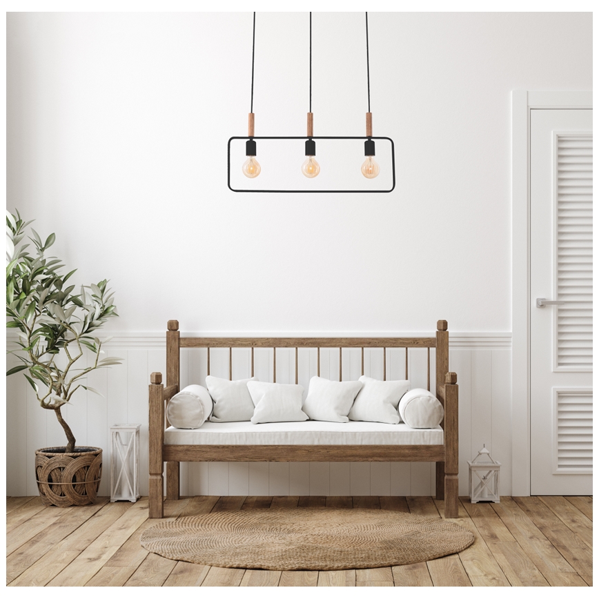Chandelier on a string FRAME 3xE27/60W/230V black