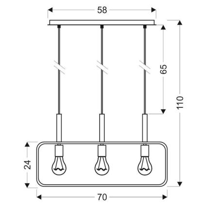 Chandelier on a string FRAME 3xE27/60W/230V black