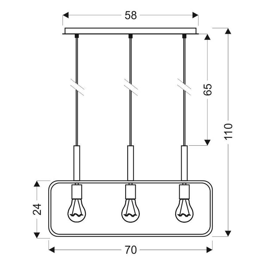 Chandelier on a string FRAME 3xE27/60W/230V black