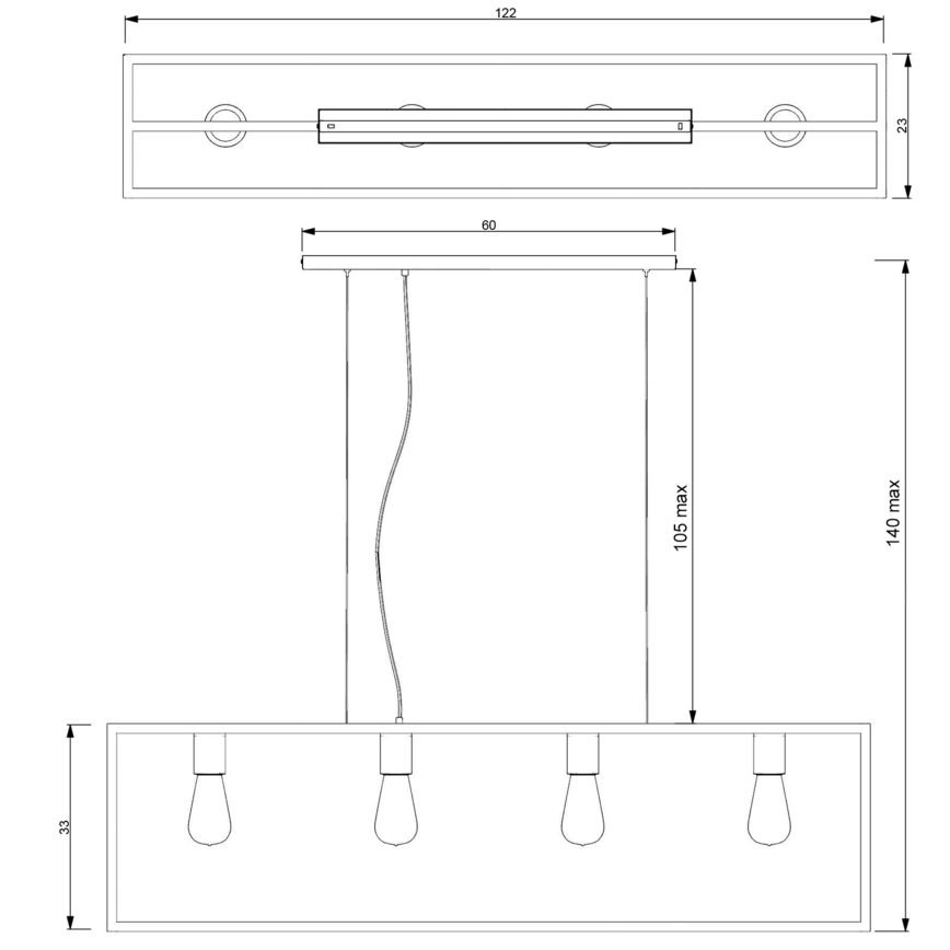 Chandelier on a string FRAME 4xE27/60W/230V black