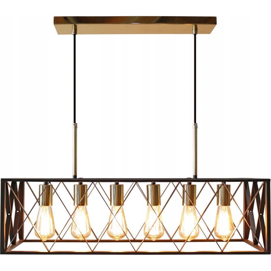 Chandelier on a string FRAME 6xE27/60W/230V black/gold