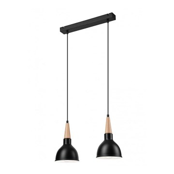 Chandelier on a string FRANCESCA 2xE27/60W/230V black/beech