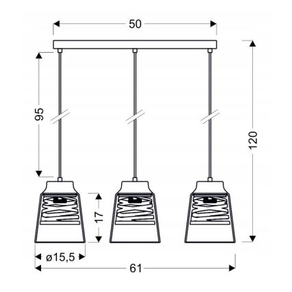 Chandelier on a string FRESNO 3xE27/60W/230V
