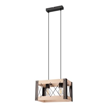 Chandelier on a string FRIDA 2xE27/60W/230V black/beige beech