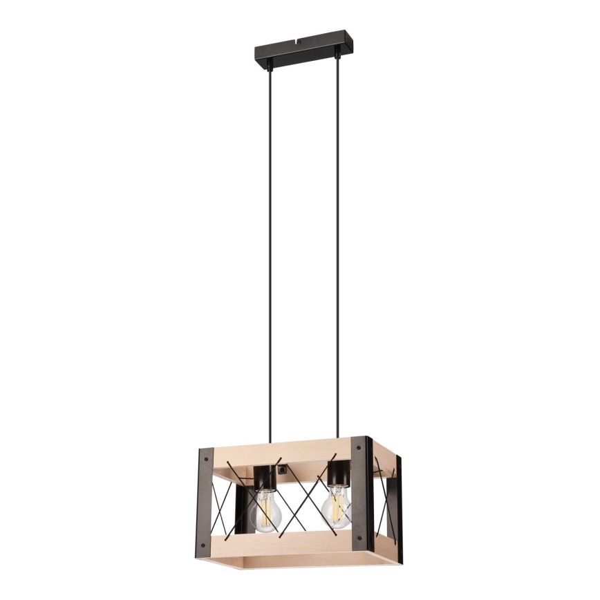 Chandelier on a string FRIDA 2xE27/60W/230V black/beige beech