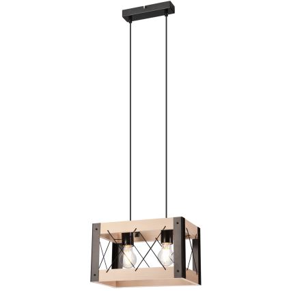 Chandelier on a string FRIDA 2xE27/60W/230V black/beige beech