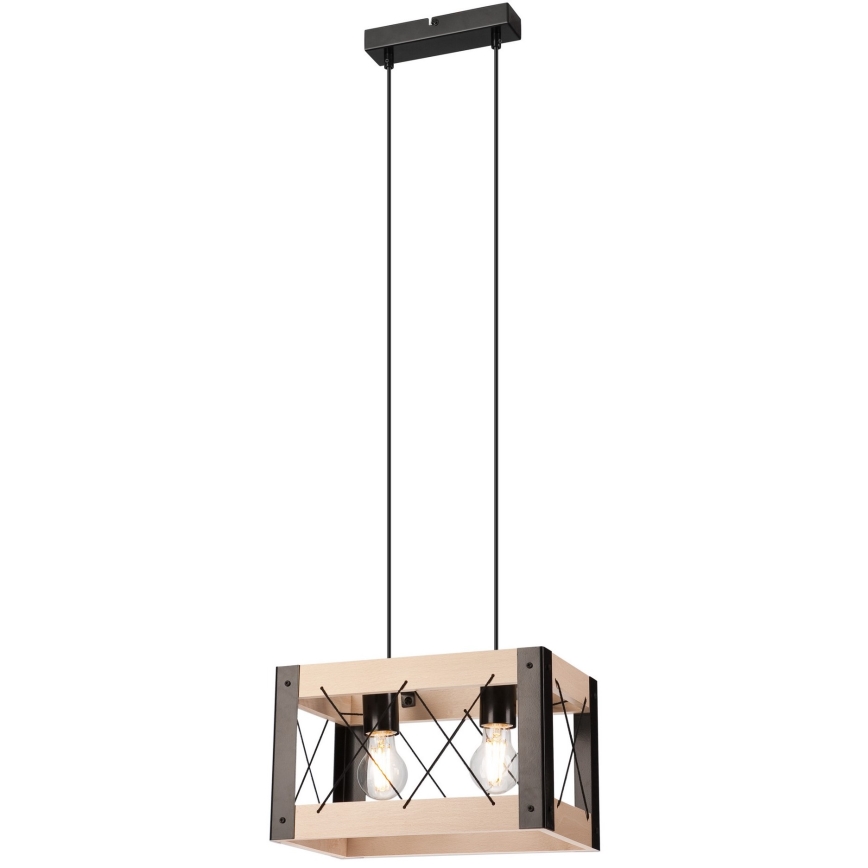 Chandelier on a string FRIDA 2xE27/60W/230V black/beige beech