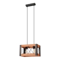 Chandelier on a string FRIDA 2xE27/60W/230V black/brown beech
