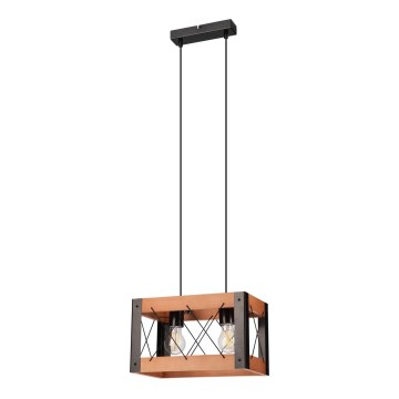 Chandelier on a string FRIDA 2xE27/60W/230V black/brown beech