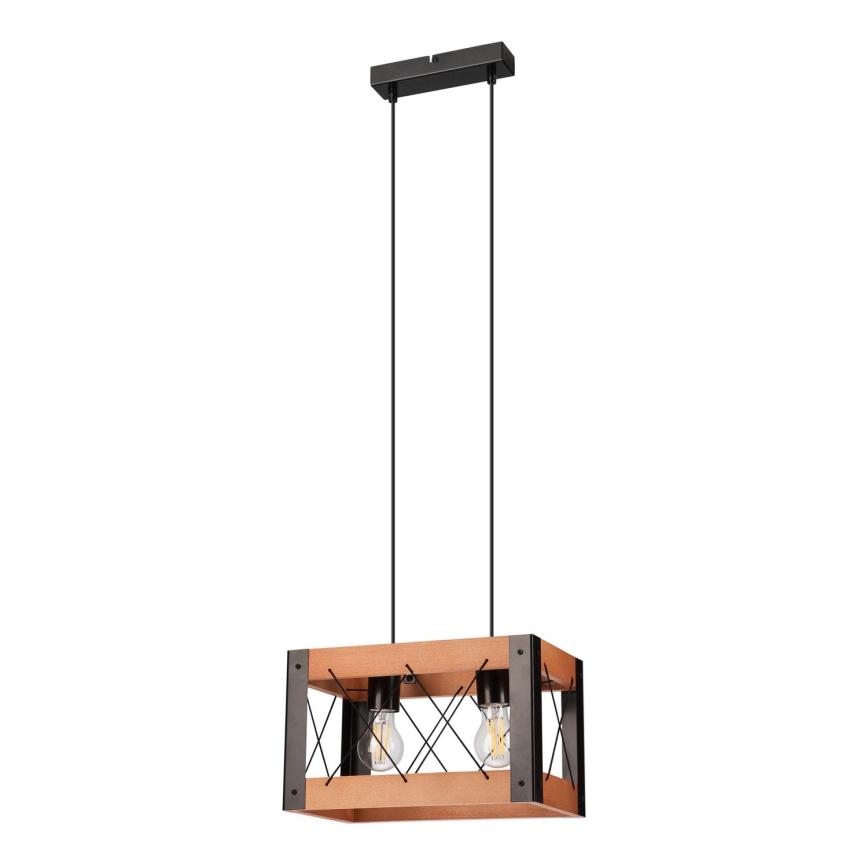Chandelier on a string FRIDA 2xE27/60W/230V black/brown beech
