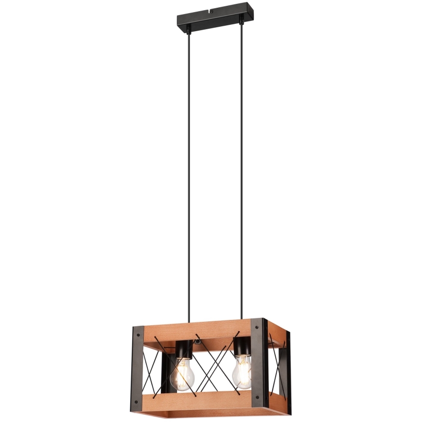 Chandelier on a string FRIDA 2xE27/60W/230V black/brown beech