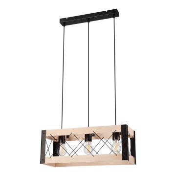 Chandelier on a string FRIDA 3xE27/60W/230V black/beige beech