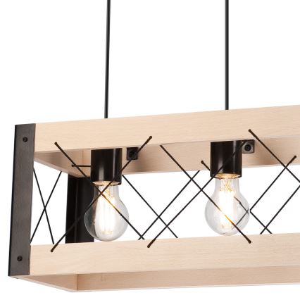 Chandelier on a string FRIDA 3xE27/60W/230V black/beige beech