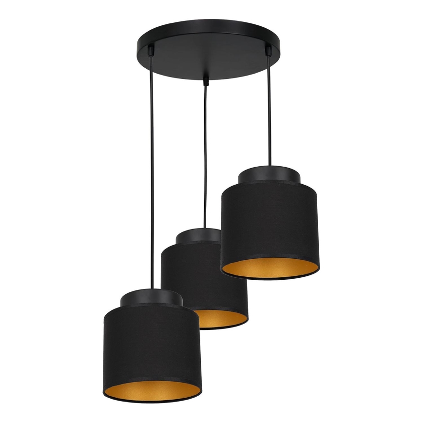 Chandelier on a string FRODI 3xE27/60W/230V black round