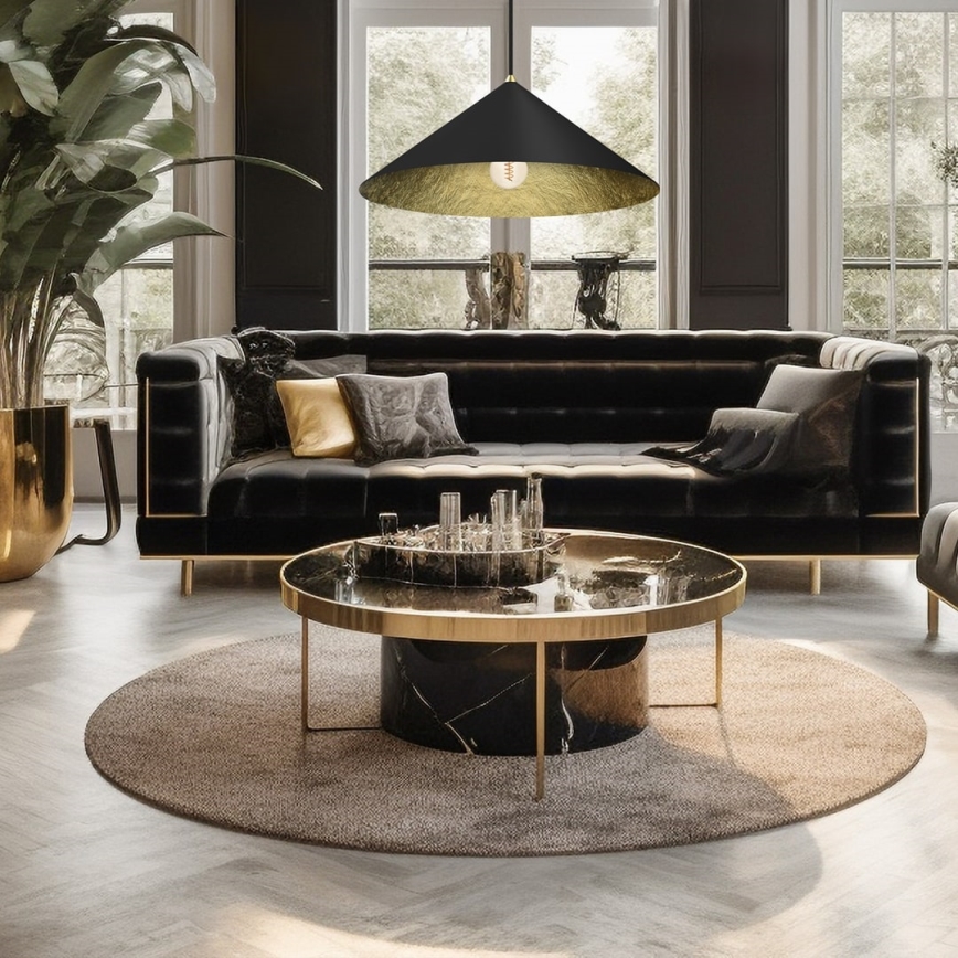 Chandelier on a string FUJI 1xE27/60W/230V d. 50 cm black/gold