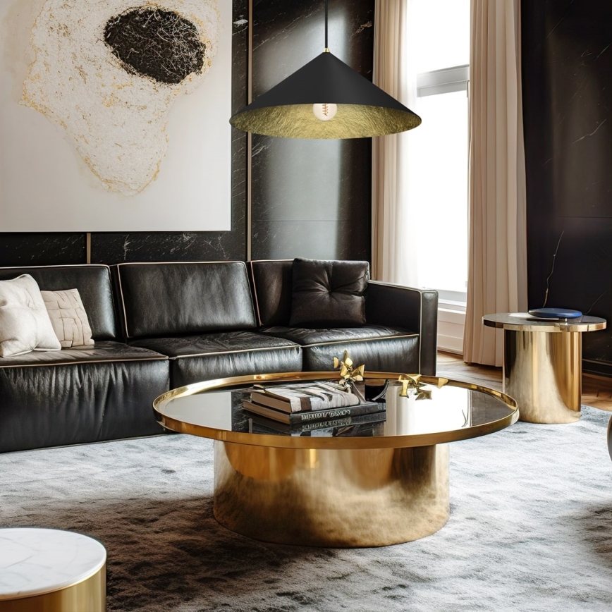 Chandelier on a string FUJI 1xE27/60W/230V d. 50 cm black/gold