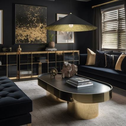 Chandelier on a string FUJI 1xE27/60W/230V d. 90 cm black/gold