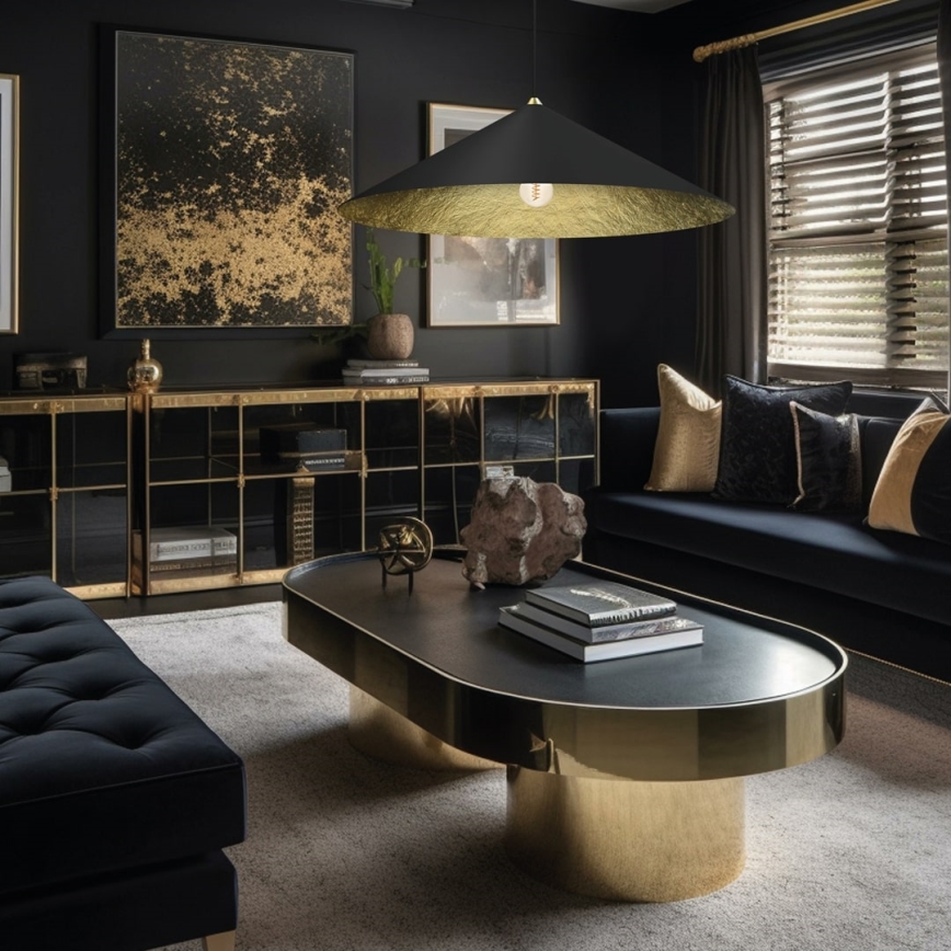 Chandelier on a string FUJI 1xE27/60W/230V d. 90 cm black/gold