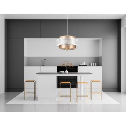Chandelier on a string GABI 1xE27/60W/230V golden/white d. 40 cm