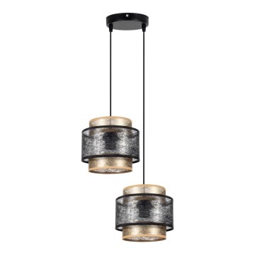 Chandelier on a string GABI 2xE27/60W/230V golden/black d. 30 cm