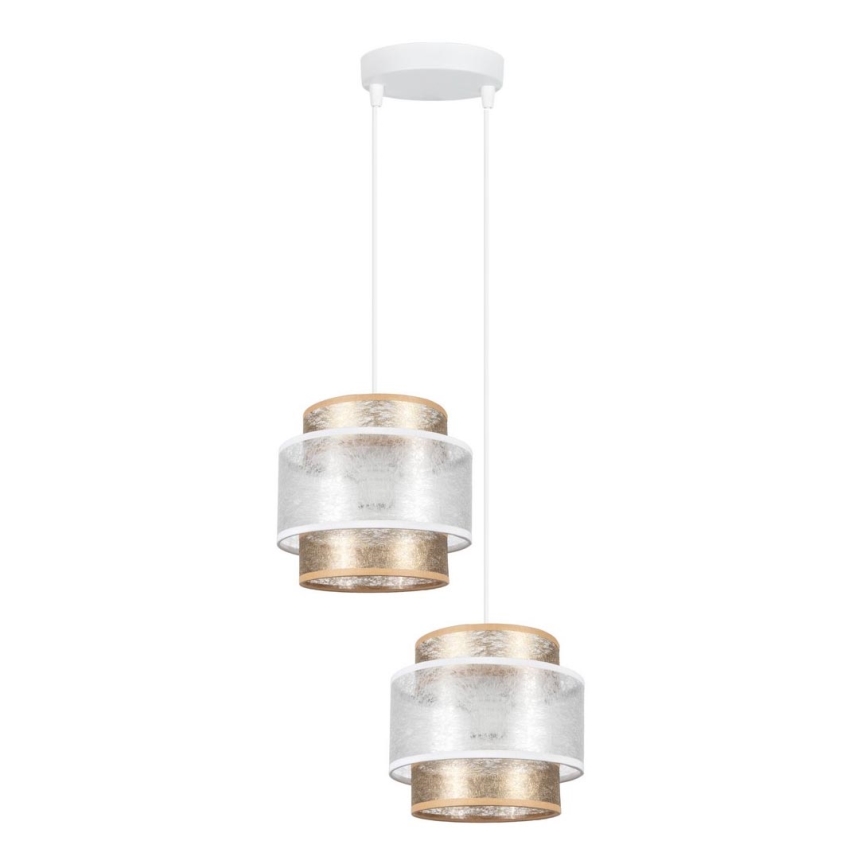 Chandelier on a string GABI 2xE27/60W/230V golden/white d. 30 cm