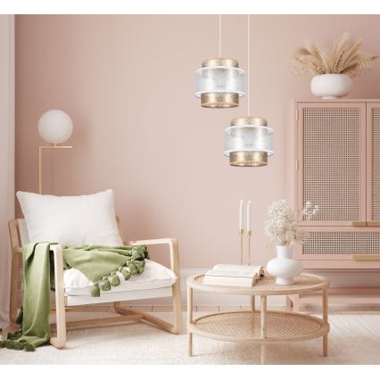 Chandelier on a string GABI 2xE27/60W/230V golden/white d. 30 cm