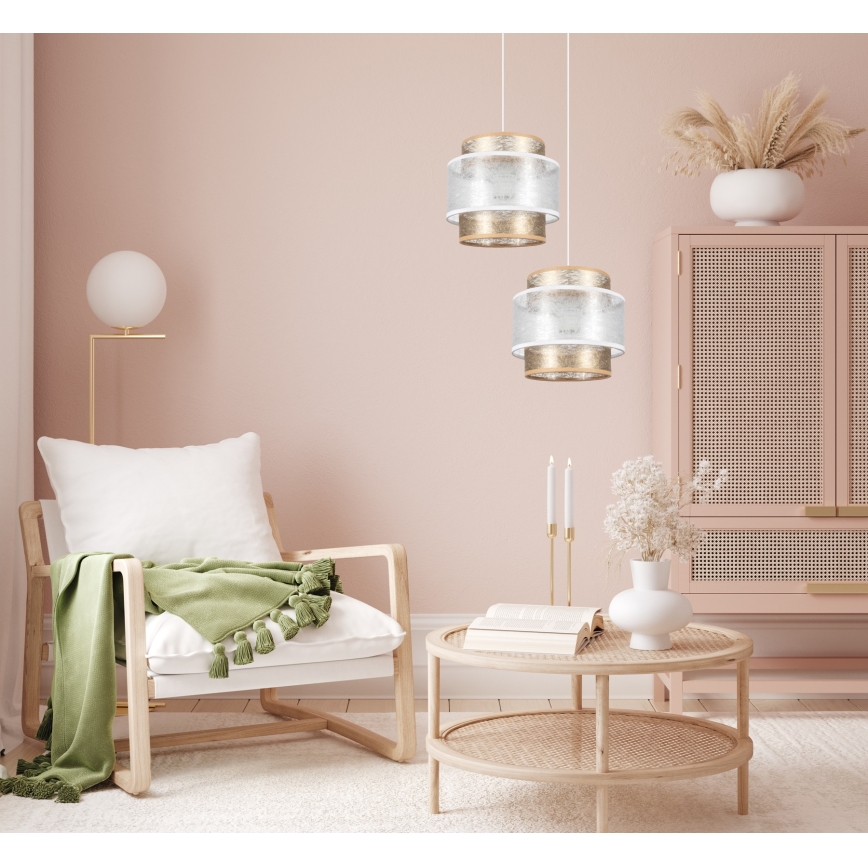 Chandelier on a string GABI 2xE27/60W/230V golden/white d. 30 cm