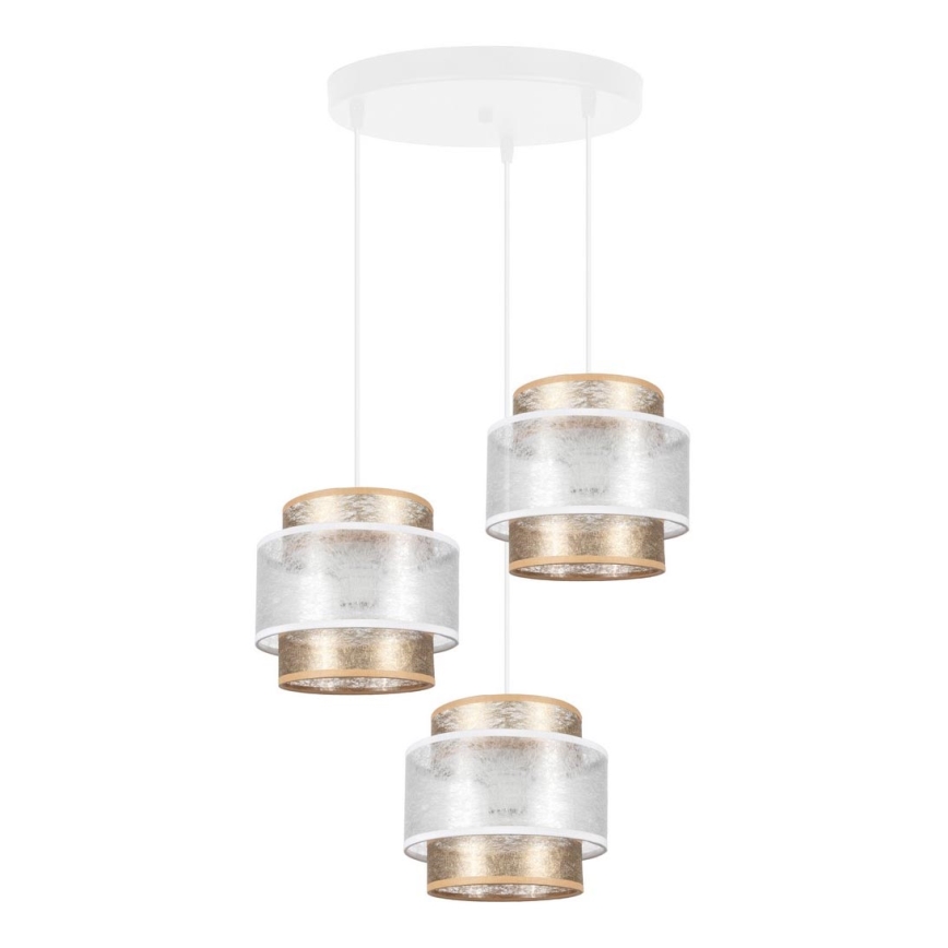 Chandelier on a string GABI 3xE27/60W/230V golden/white d. 45 cm