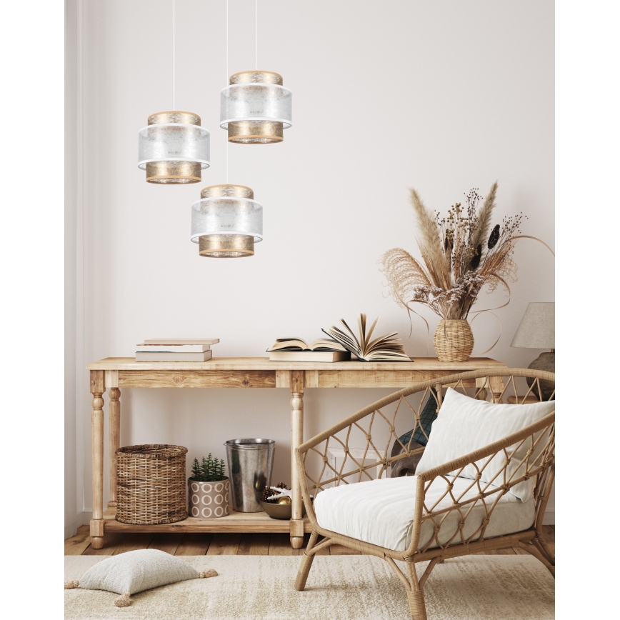 Chandelier on a string GABI 3xE27/60W/230V golden/white d. 45 cm