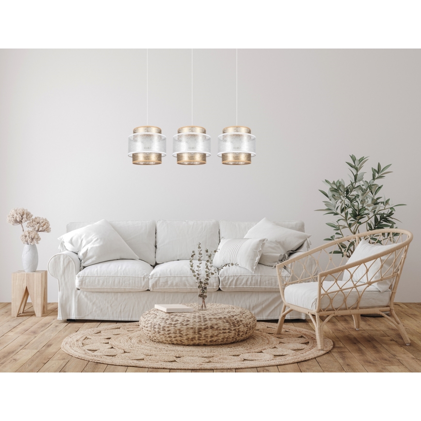Chandelier on a string GABI 3xE27/60W/230V golden/white