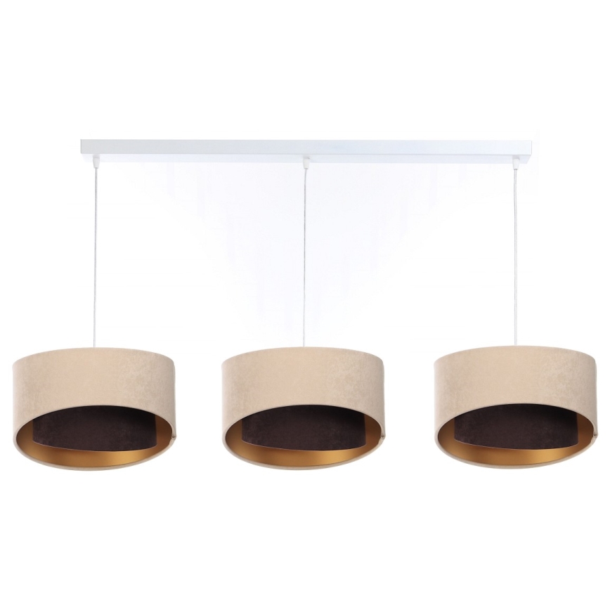 Chandelier on a string GALAXY 3xE27/60W/230V beige/brown/gold