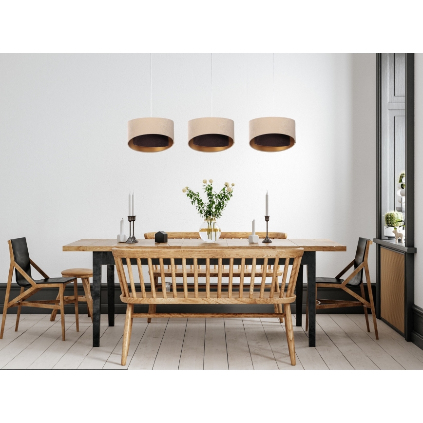 Chandelier on a string GALAXY 3xE27/60W/230V beige/brown/gold