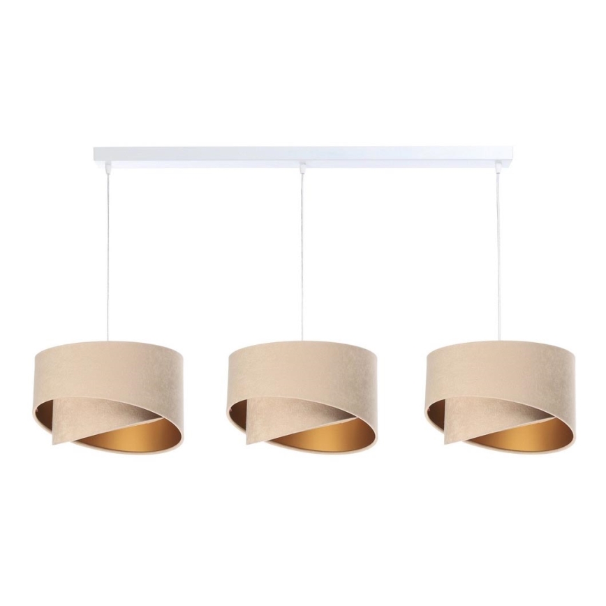 Chandelier on a string GALAXY 3xE27/60W/230V beige/gold