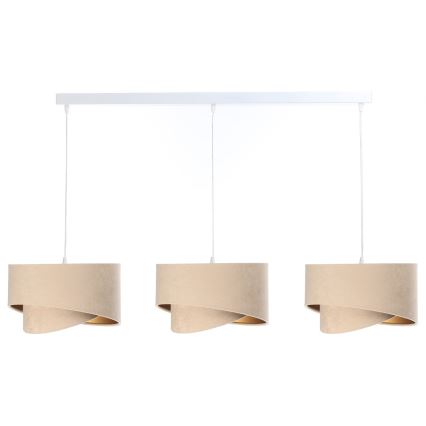 Chandelier on a string GALAXY 3xE27/60W/230V beige/gold