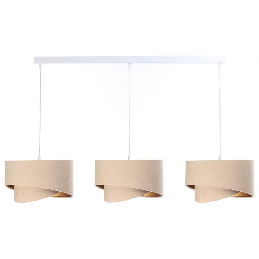 Chandelier on a string GALAXY 3xE27/60W/230V beige/gold
