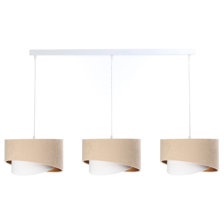 Chandelier on a string GALAXY 3xE27/60W/230V beige/white/gold