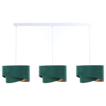 Chandelier on a string GALAXY 3xE27/60W/230V green/gold