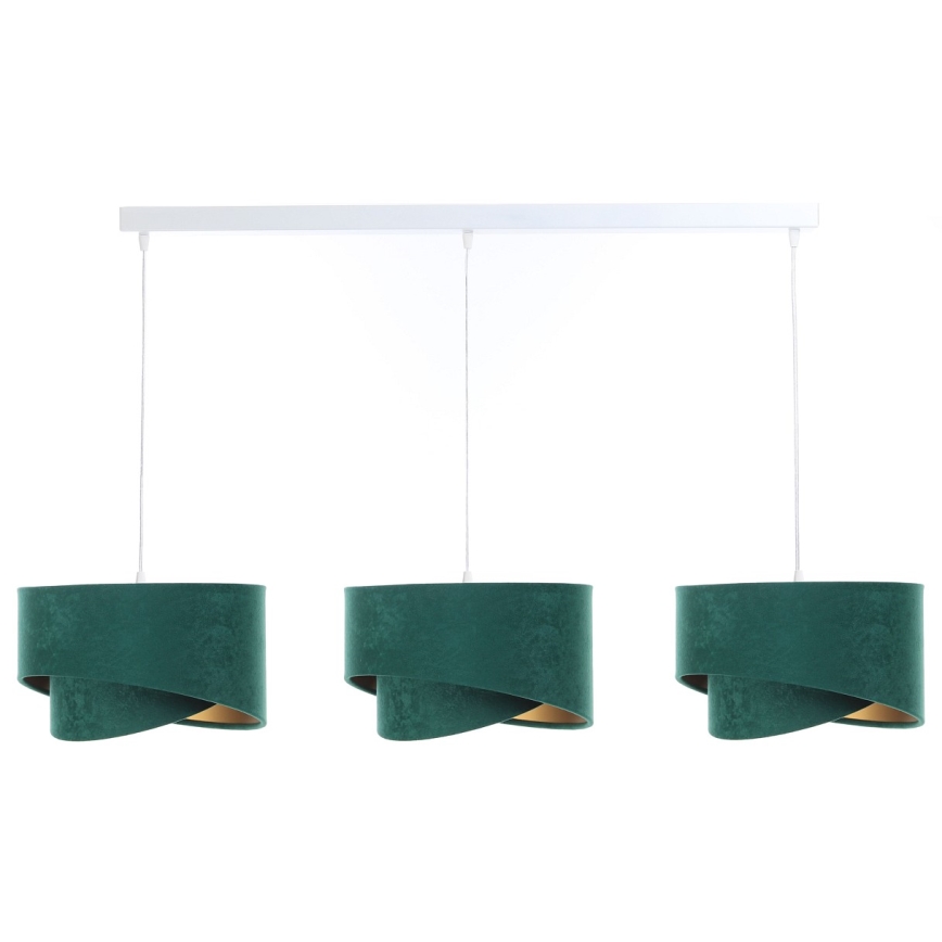 Chandelier on a string GALAXY 3xE27/60W/230V green/gold