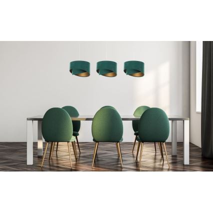 Chandelier on a string GALAXY 3xE27/60W/230V green/gold