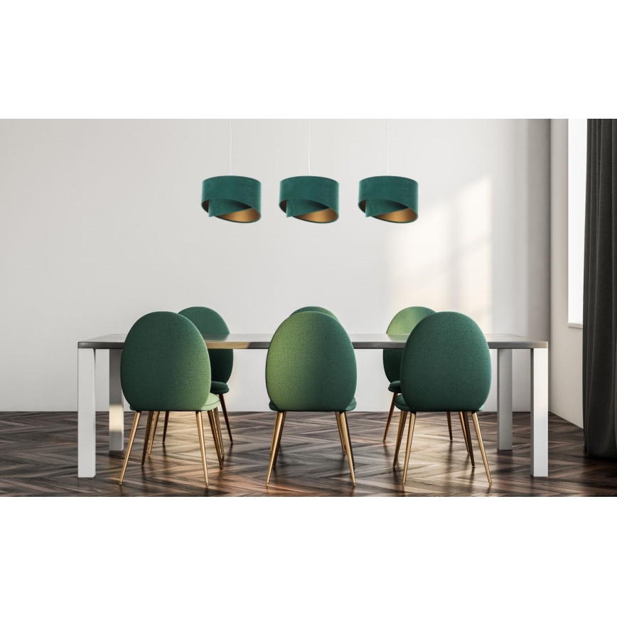 Chandelier on a string GALAXY 3xE27/60W/230V green/gold
