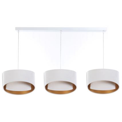 Chandelier on a string GALAXY 3xE27/60W/230V white/gold