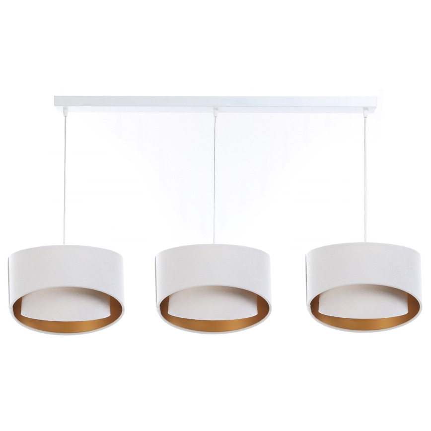 Chandelier on a string GALAXY 3xE27/60W/230V white/gold