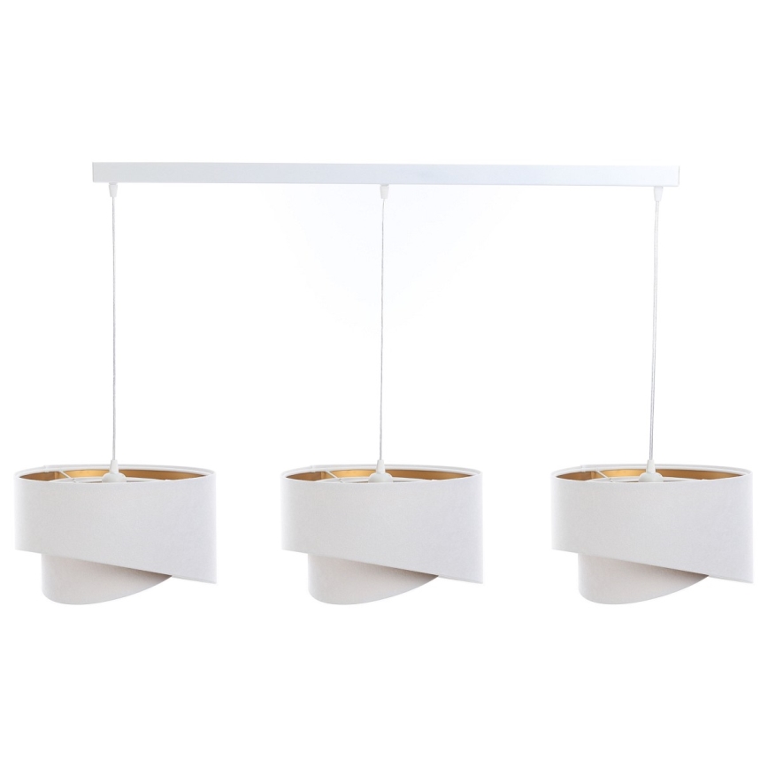 Chandelier on a string GALAXY 3xE27/60W/230V white/gold