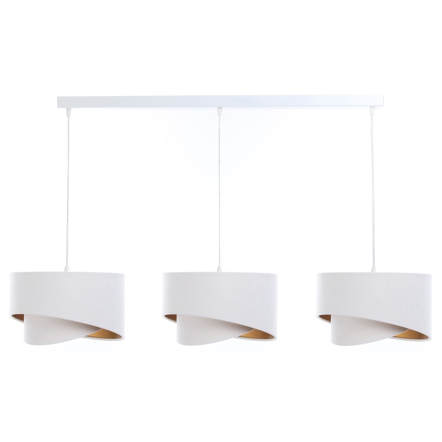 Chandelier on a string GALAXY 3xE27/60W/230V white/gold