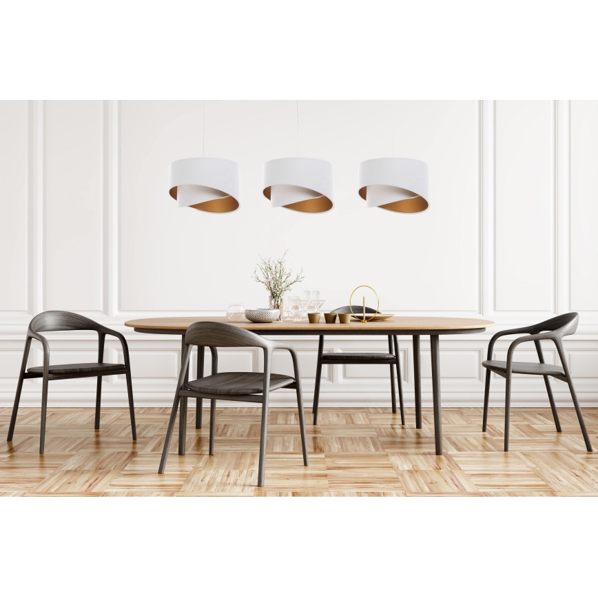 Chandelier on a string GALAXY 3xE27/60W/230V white/gold